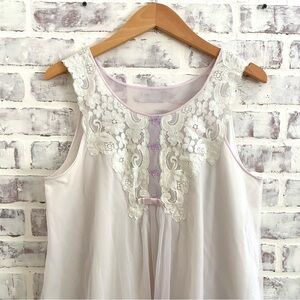 Vintage 60s Lavender Babydoll Nightgown • Sheer Chiffon Lace Lavender Lingerie